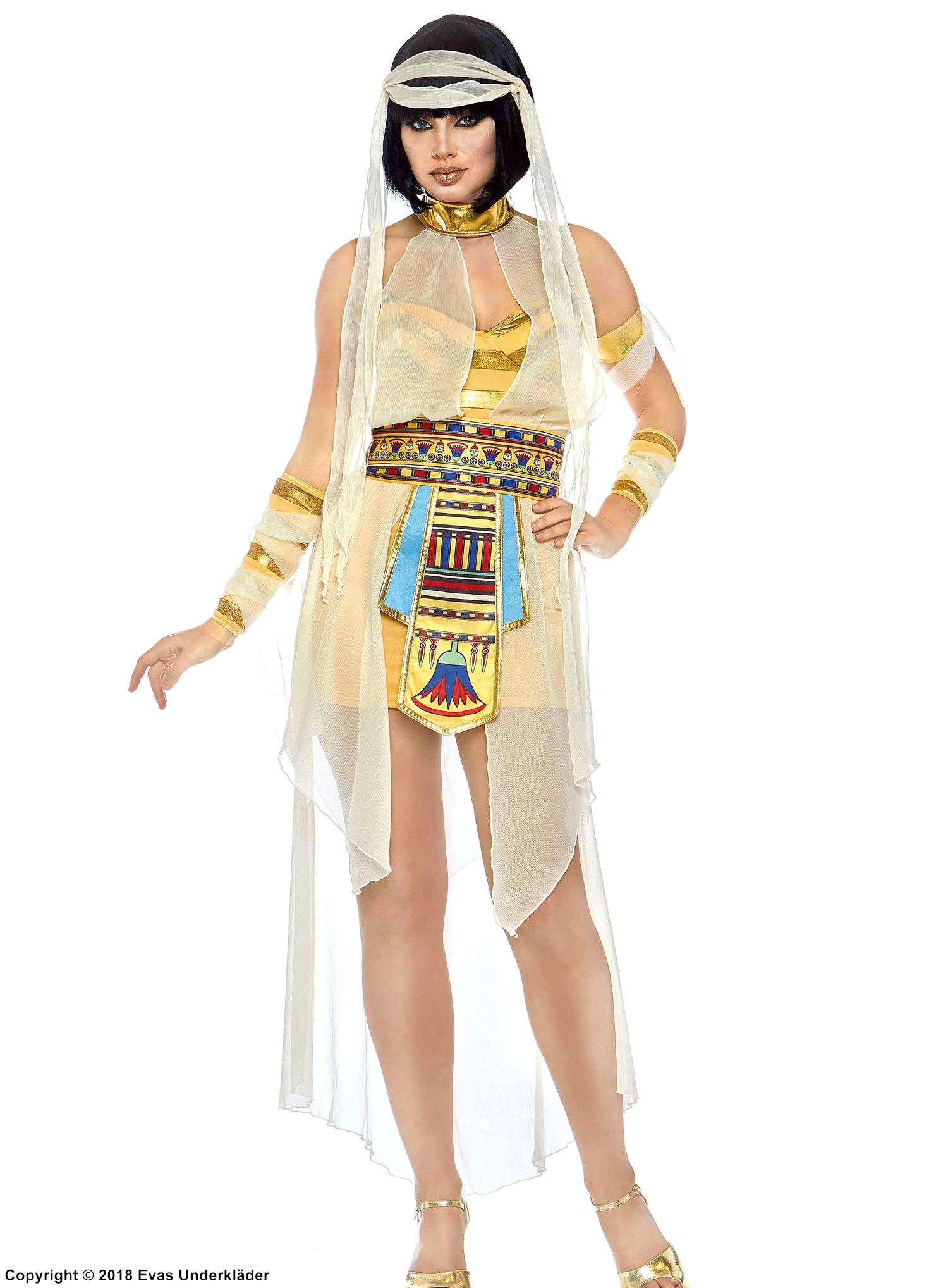 Cleopatra-mumie, maskeradklänning med glänsande kant